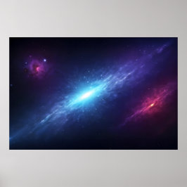 Lebendige Blaue Galaxie Supernova Weltraum Poster