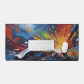 Lebendige blaue gelbe abstrakte Explosion Öl Schreibtischunterlage (Tastatur & Maus)