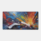 Lebendige blaue gelbe abstrakte Explosion Öl Schreibtischunterlage (Vorderseite)