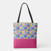 Lebendige Blaue Gelbe Rote Violette Blumen Farbblo Tasche (Rückseite)