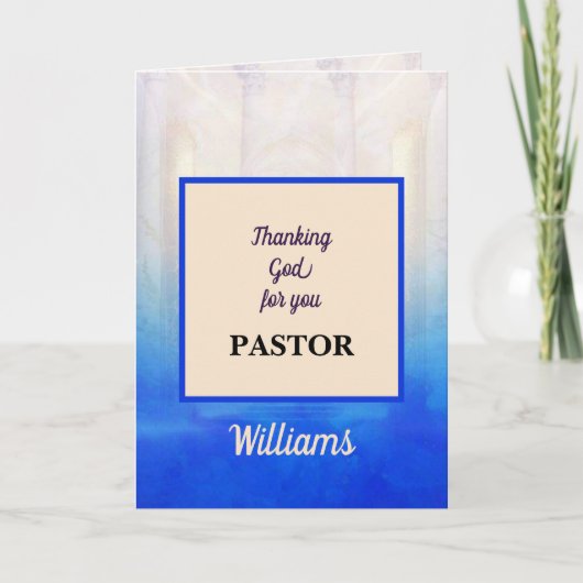Lebendige blaue Pastor-Dankeskarten Karte (Vorderseite)