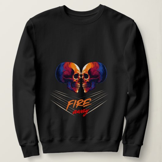 Lebendige blaue und orangefarbene Zwillings-Schäde Sweatshirt (Design vorne)