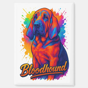 Lebendige Bloodhound-Pop-Art-Illustration Magnet