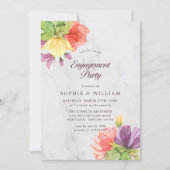 Lebendige Blooms Marble Engagement Party Einladung (Vorderseite)