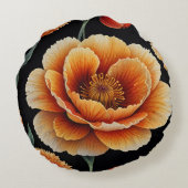 Lebendige Blossom: Fein und elegant florale Kunst Rundes Kissen (Rückseite)