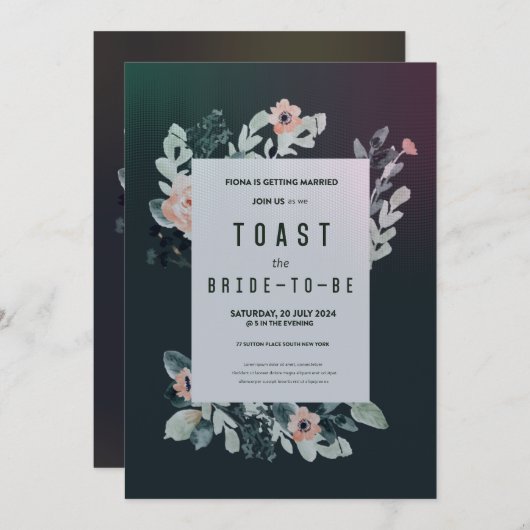 Lebendige Blossom Soiree in Party Blumenstrahler Einladung (Vorne/Hinten)