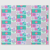 Lebendige blühende Blumen-Design Geschenkpapier (Flach)