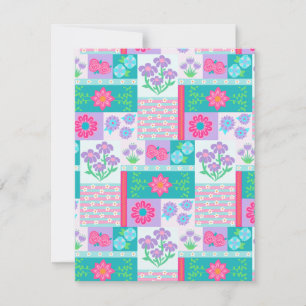 Lebendige blühende Blumen-Design Mitteilungskarte