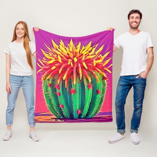 Lebendige blühende Kakteen Fleecedecke (Beispiel)