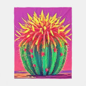 Lebendige blühende Kakteen Fleecedecke (Vorderseite)