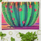 Lebendige blühende Kakteen Geschirrtuch (Gefaltet)