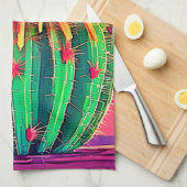 Lebendige blühende Kakteen Geschirrtuch (Viertel Falte)