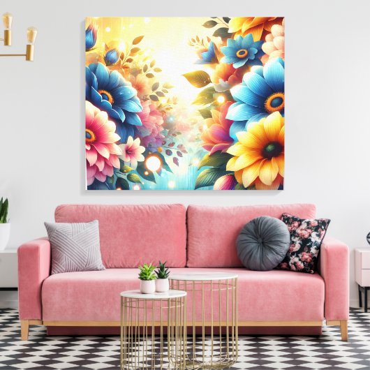 Lebendige Blumen auf Leinwand (Insitu (Wohnzimmer))