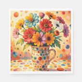 Lebendige Blumen, farbenfrohe Punkte, Serviette (Vorderseite)