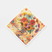 Lebendige Blumen, farbenfrohe Punkte, Serviette (Ecke)