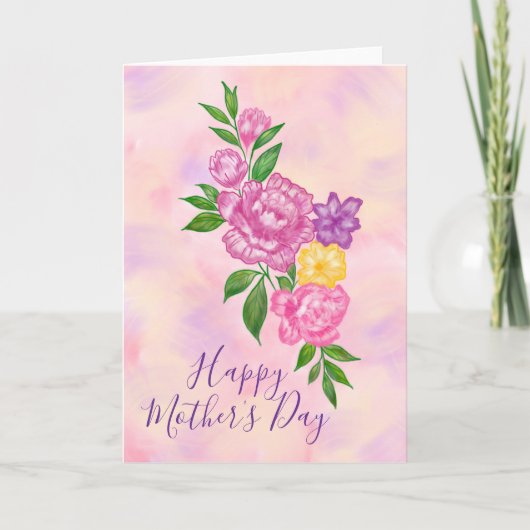 Lebendige Blumen Frohe Muttertags-Karte Karte (Vorderseite)