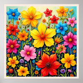 Lebendige Blumen: Garten der Freude Kunst Poster (Vorne)