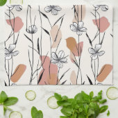 Lebendige Blumen‑Line‑Art  Geschirrtuch (Gefaltet)