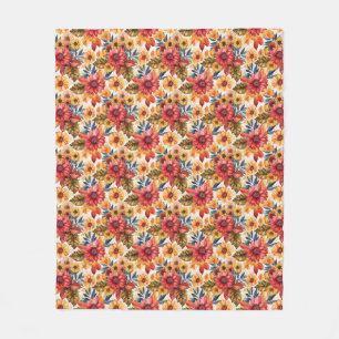 Lebendige Blumen mit Sonnenblumen und Blättern Fleecedecke