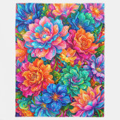 Lebendige Blumen Traumlandschaft – Psychedelischer Fleecedecke (Vorderseite)