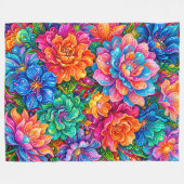 Lebendige Blumen Traumlandschaft – Psychedelischer Fleecedecke (Vorderseite (Horizontal))