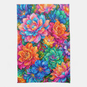 Lebendige Blumen Traumlandschaft – Psychedelischer Geschirrtuch (Vertikal)