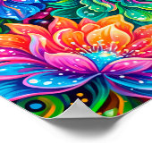 Lebendige Blumen Traumlandschaft – Psychedelischer Poster (Ecke)