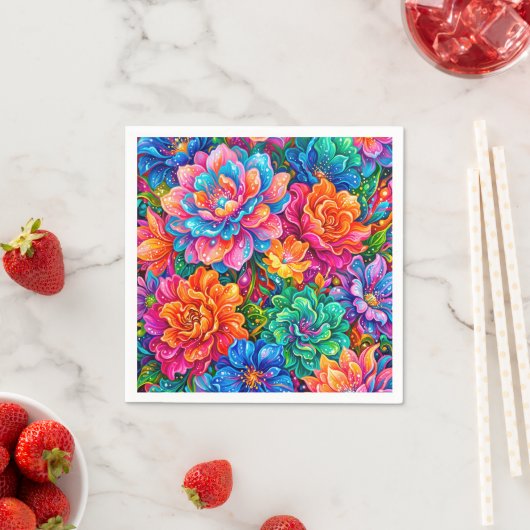 Lebendige Blumen Traumlandschaft – Psychedelischer Serviette (Beispiel)