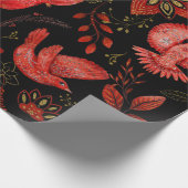 Lebendige Blumen- und Blattmusterdesigns Geschenkpapier (Ecke)