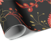 Lebendige Blumen- und Blattmusterdesigns Geschenkpapier (Rolleneckpunkt)