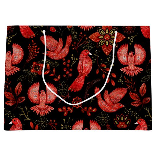 Lebendige Blumen- und Blattmusterdesigns Große Geschenktüte (Vorderseite)