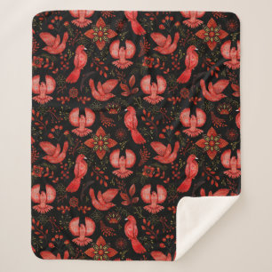Lebendige Blumen- und Blattmusterdesigns Sherpadecke