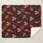 Lebendige Blumen- und Blattmusterdesigns Sherpadecke (Vorderseite (Horizontal))