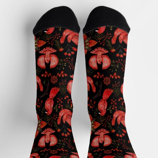 Lebendige Blumen- und Blattmusterdesigns Socken (Oben)