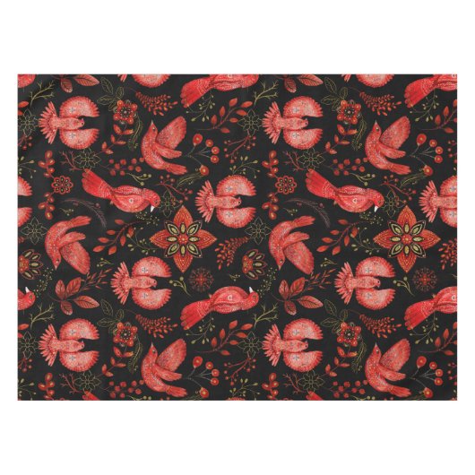 Lebendige Blumen- und Blattmusterdesigns Tischdecke (Vorderseite (Horizontal))