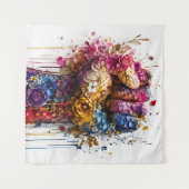 Lebendige Blumenfaust-Kunst: Stärke und Widerstand Wandteppich (Vorderseite (Horizontal))