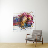 Lebendige Blumenfaust-Kunst: Stärke und Widerstand Wandteppich (Beispiel (Horizontal))