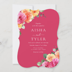Lebendige Blush Floral Aquarell Hochzeit Einladung