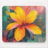 Lebendige Blüte – Abstrakte Florale Explosionskuns Mousepad (Vorne)