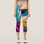 Lebendige Blüte – Explosive abstrakte Blumenenergi Capri Leggings (Vorderseite)