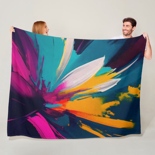 Lebendige Blüte – Explosive abstrakte Blumenenergi Fleecedecke (Beispiel)