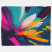 Lebendige Blüte – Explosive abstrakte Blumenenergi Fleecedecke (Vorderseite (Horizontal))