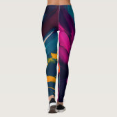Lebendige Blüte – Explosive abstrakte Blumenenergi Leggings (Rückseite)