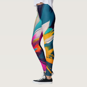 Lebendige Blüte – Explosive abstrakte Blumenenergi Leggings