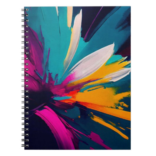 Lebendige Blüte – Explosive abstrakte Blumenenergi Notizblock (Vorderseite)
