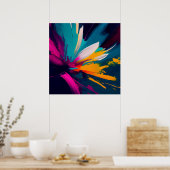 Lebendige Blüte – Explosive abstrakte Blumenenergi Poster (Küche)