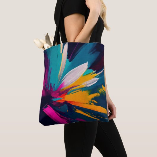 Lebendige Blüte – Explosive Abstrakte Blumenenergi Tasche (Von Nahem)