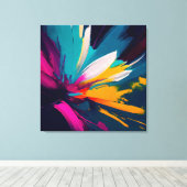 Lebendige Blüte – Explosive abstrakte florale Ener Leinwanddruck (Insitu (Holzboden))