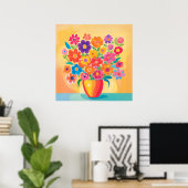 Lebendige Blüten in Schlichtheit Poster (Heimbüro)