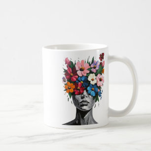 Lebendige Blüten Verbergen Ein Monochromes Gesicht Kaffeetasse